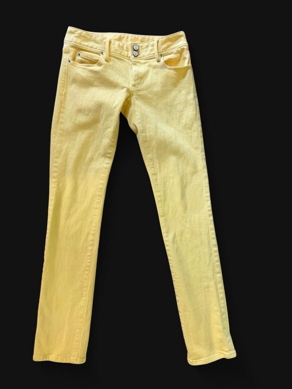 Lilly Pulitzer Worth Straight Jeans Women’s Size 2 Yellow Double Button Stretch - Picture 2 of 7
